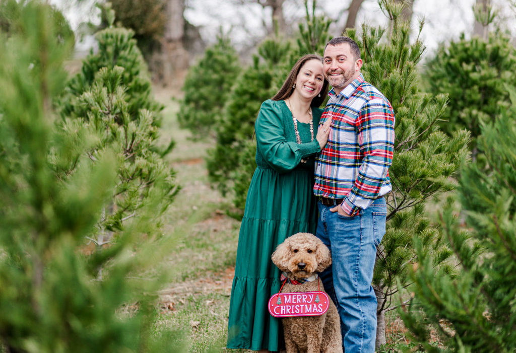 Family Christmas session with Goldendoodle