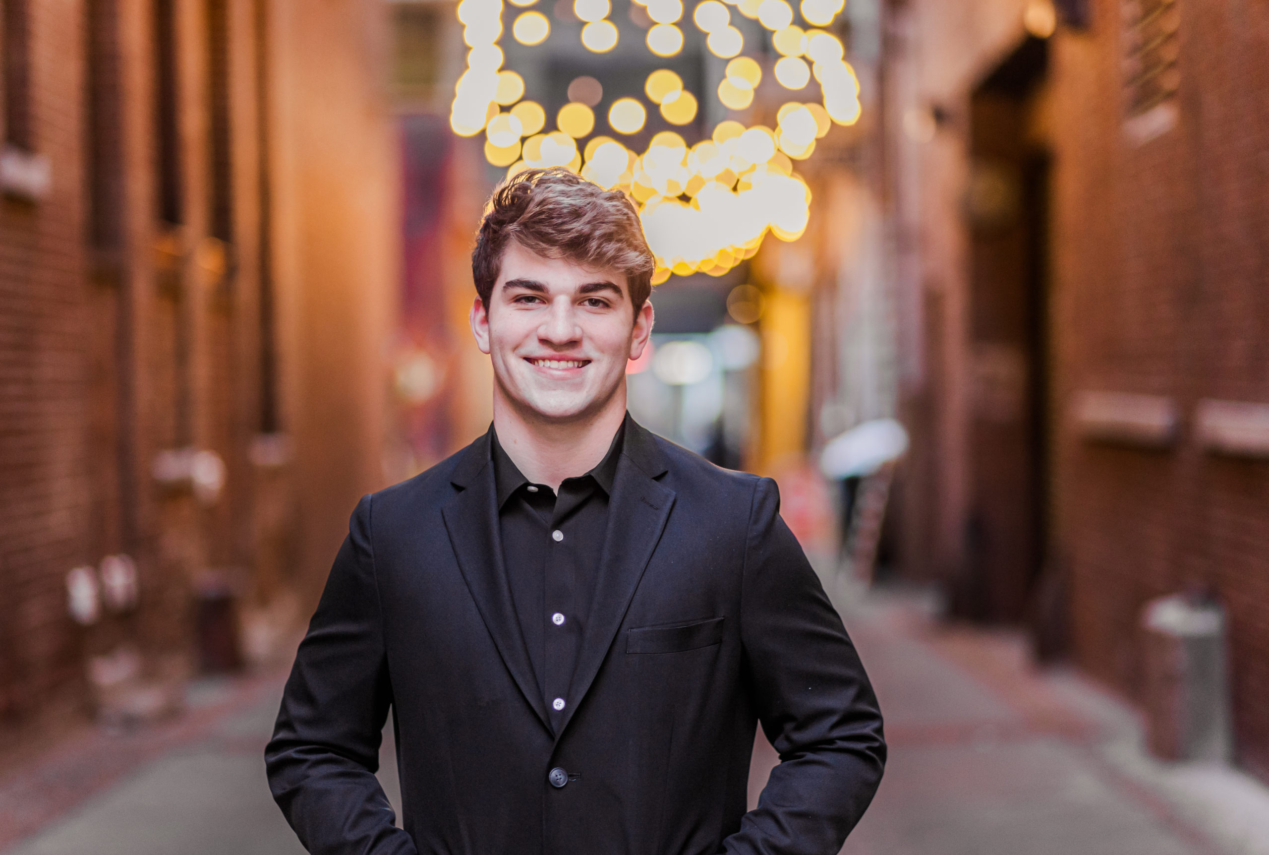 Senior guy session at Printer's Alley in downtown Nashville