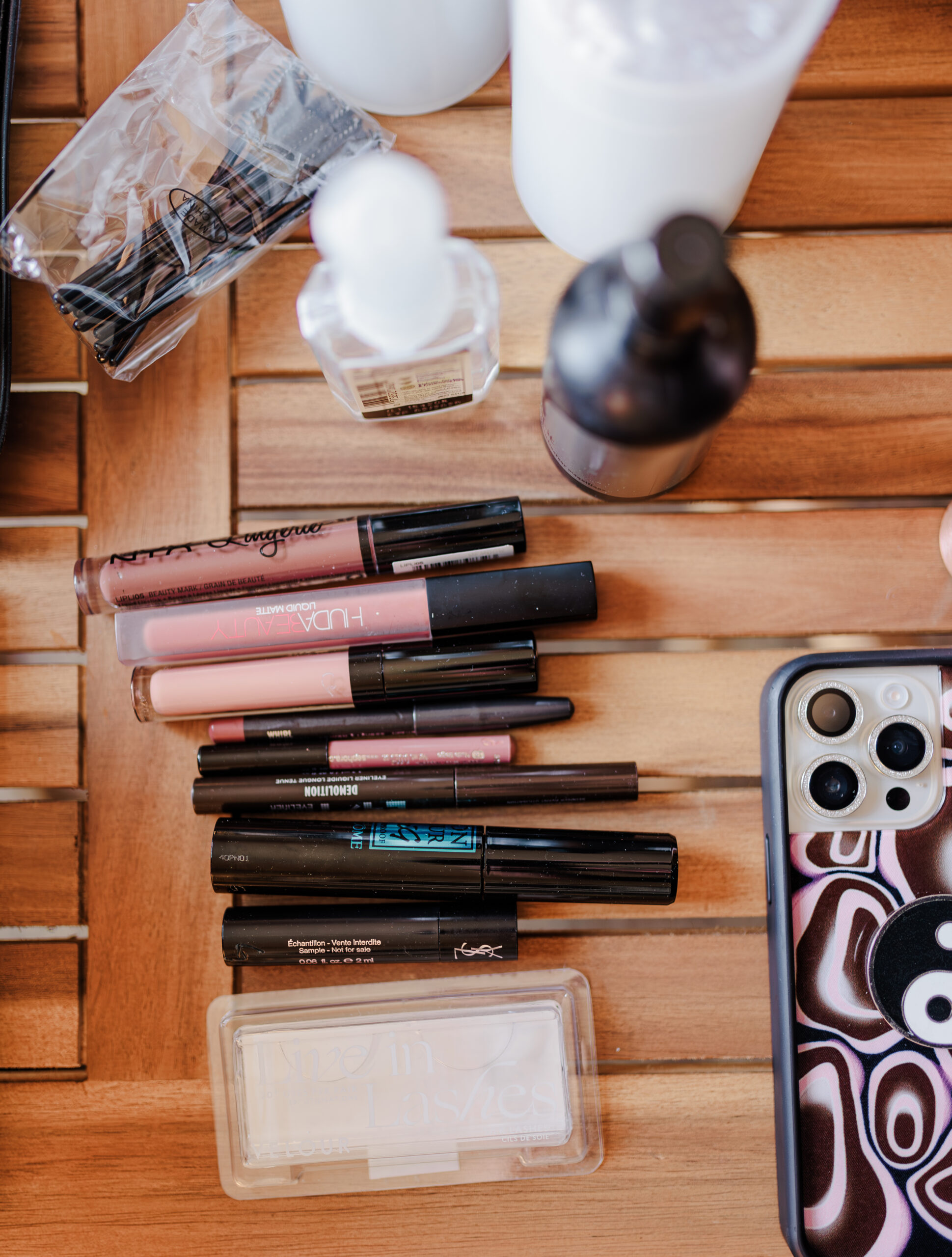 Makeup products on a table